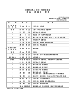公益財団法人 日揮・実吉奨学会 役 員 ・ 評 議 員 一 覧 表
