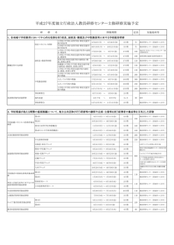 平成27年度独立行政法人教員研修センター主催研修実施予定