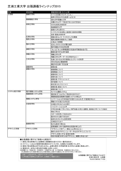 芝浦工業大学 出張講義ラインナップ2015