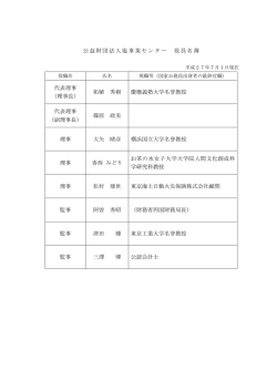 公益財団法人塩事業センター 役員名簿 代表理事 （理事長） 柘植 秀樹