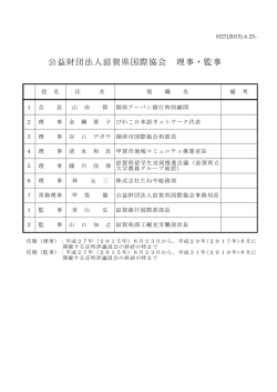 公益財団法人滋賀県国際協会 理事・監事
