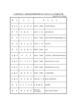 公益財団法人 鳥取県東部環境管理公社 役員ならびに評議員名簿