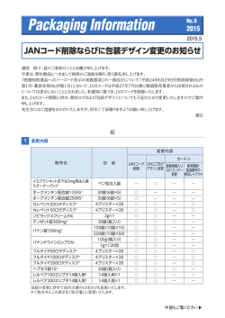 JANコード削除ならびに包装デザイン変更のお知らせ