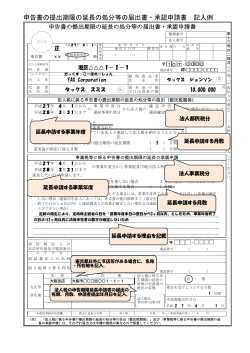 申告書の提出期限の延長の処分等の届出書・承認申請書 記入例