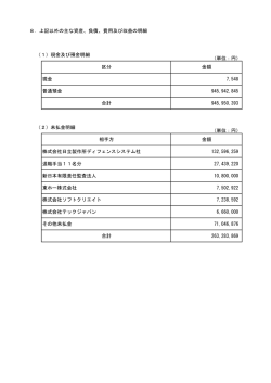 8．上記以外の主な資産、負債、費用及び収益の明細 （1）現金及び預金