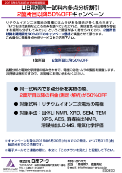 LIB電極同一試料内多点分析割引 2箇所目以降50%OFFキャンペーン