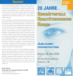 20 JAHRE - bei der Geschäftsstelle Qualitätssicherung Hessen (GQH)