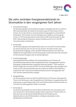 Die zehn zentralen Energiewendetrends im Stromsektor in den