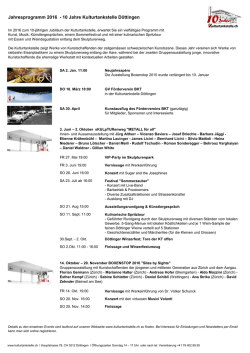 Jahresprogramm 2016 - 10 Jahre Kulturtankstelle D&ouml;ttingen