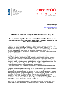 Information Services Group übernimmt Experton Group AG