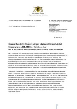 Biogasanlage in Vaihingen-Ensingen trägt zum
