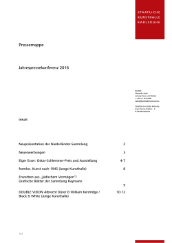 Pressemitteilung Jahres PK 2016 - Staatliche Kunsthalle Karlsruhe