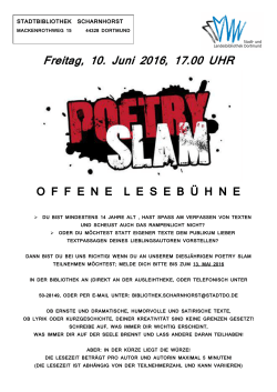 Poetry Slam Anmeldung bis 13. Mai