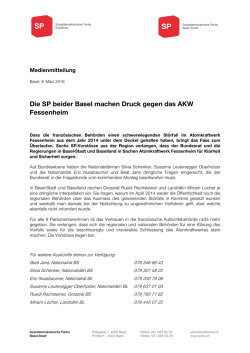 Die SP beider Basel machen Druck gegen das AKW