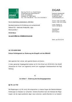 Stellungnahme der DGAR - Deutsche Gesellschaft für Agrarrecht