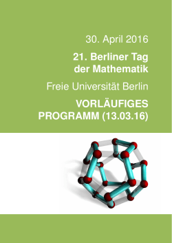 Vorläufiges Programm - Tag der Mathematik 2016