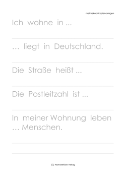 Ich wohne in &hellip; liegt in Deutschland. Die Stra&szlig;e hei&szlig;t Die