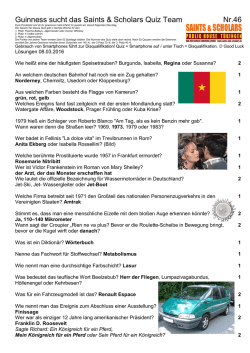 Guinness sucht das Saints & Scholars Quiz Team Nr.46