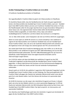 Gro&szlig;er Pokalspieltag in Frankfurt (Oder) am 12.3.2016