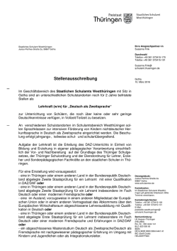 Lehrkraft (w/m) f&uuml;r &bdquo;Deutsch als Zweitsprache&ldquo;