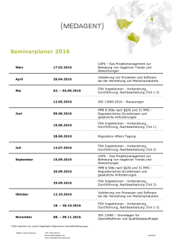 Seminarplaner 2016 - MEDAGENT GmbH & Co. KG