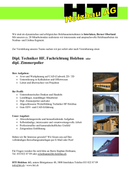 Dipl. Techniker HF, Fachrichtung Holzbau oder dipl. Zimmerpolier