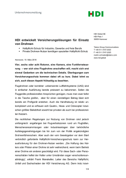 HDI entwickelt Versicherungsl&ouml;sungen f&uuml;r Einsatz von Drohnen