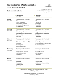 Menüplan Restaurant EHB