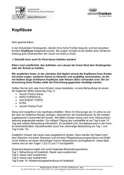 Infobrief f&uuml;r Eltern zu Thema Kopfl&auml;use