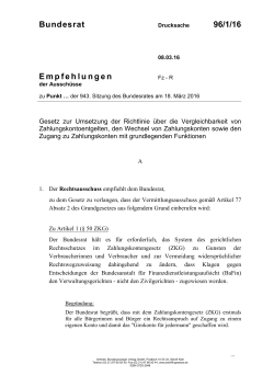 Bundesrat 96/1/16 Empfehlungen