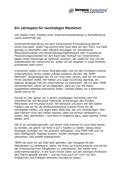 Ein Jahresplan f&uuml;r nachhaltiges Wachstum - Tempus