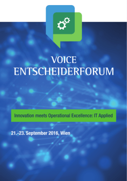Innovation meets Operational Excellence: IT Applied 21.-23