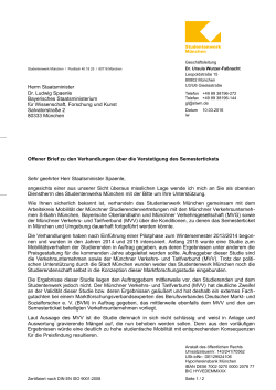 Offener Brief des Studentenwerkes an Staatsminister Dr. Spaenle