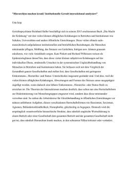 Hierarchien machen krank! Institutionelle Gewalt