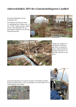 Jahresr&uuml;ckblick 2015 des Gemeinschaftsgarten Landhof