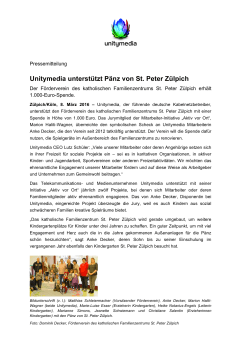 Unitymedia unterstützt Pänz von St. Peter Zülpich