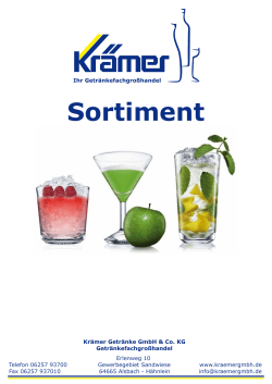 Sortiment - Krämer GmbH - Ihr Getränkefachgroßhandel