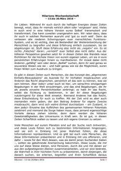 Hilarions Wochenbotschaft Ihr Lieben: Während ihr