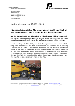 Lieferwagen prallt ins Heck ei- nes Lastwagens – Lieferwagenlenker