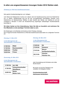 In allen uns angeschlossenen Innungen finden 2016 Wahlen statt.