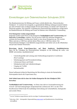 Einreichbogen zum Österreichischen Schulpreis 2016