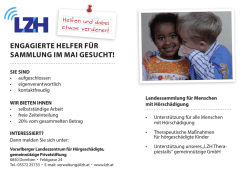 Haussammlung im Mai - Landeszentrum f&uuml;r H&ouml;rgesch&auml;digte