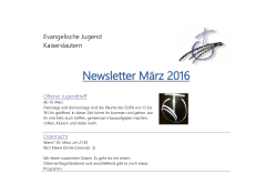 Newsletter März 2016 - Stadtjugendpfarramt Kaiserslautern