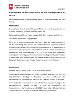 Stellungnahme zur Presseinformation der FDP