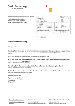 Infoveranstaltungen f&uuml;r Eltern, deren Kinder in zwei Jahren