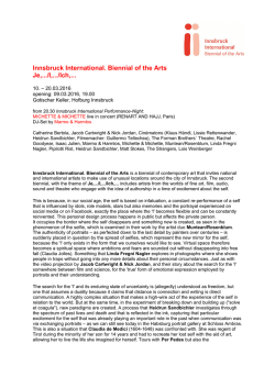 Innsbruck International. Biennial of the Arts Je,.../I,.../Ich,