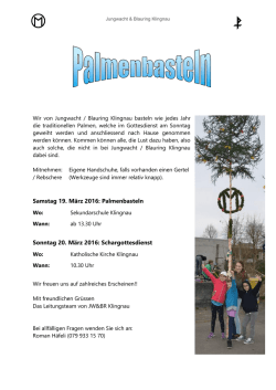 Samstag 19. März 2016: Palmenbasteln Sonntag 20. März 2016