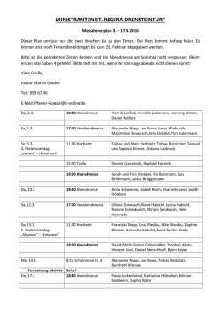 Dienplan f&uuml;r M&auml;rz 2016 - Messdiener Drensteinfurt