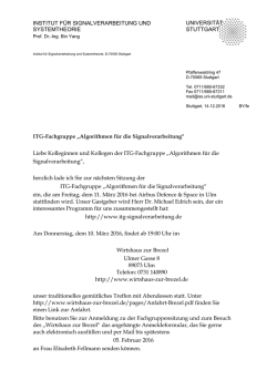 INSTITUT F&Uuml;R SIGNALVERARBEITUNG UND SYSTEMTHEORIE