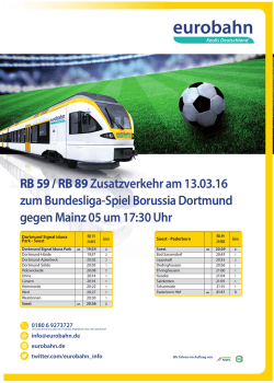 Zusatzverkehr RB 59 / RB 89 13.03.2016